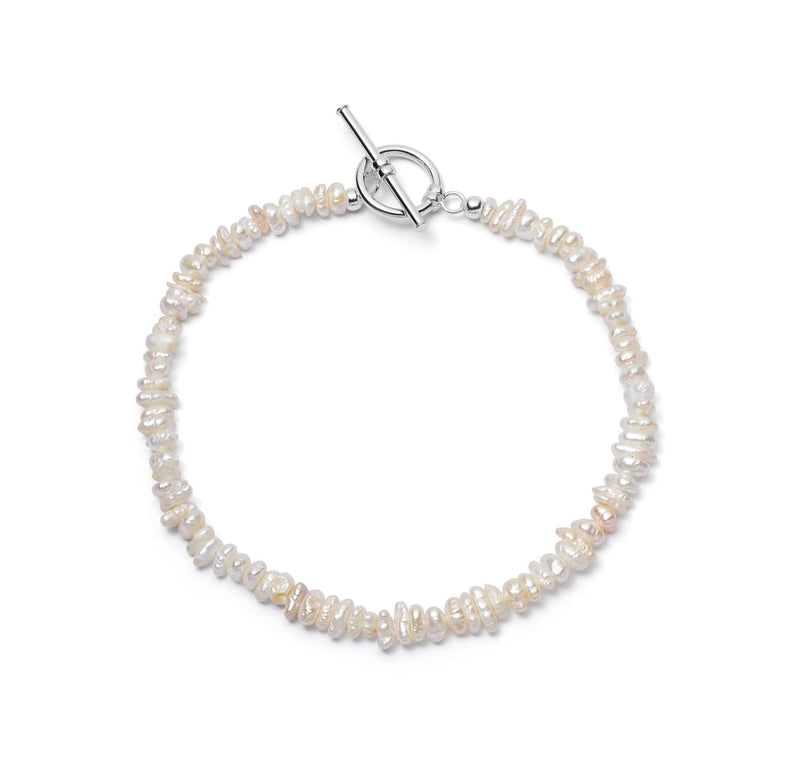 Polly Beach Pearl T Bar Bracelet Sterling Silver