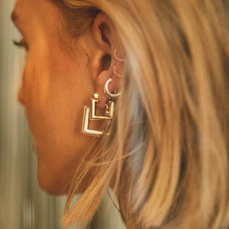 Polly Chubby Hoop Earring Stack 18ct Gold Plate