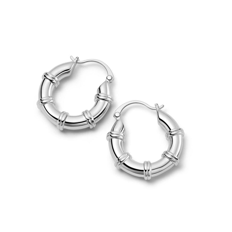 Polly Chunky Hoop Earrings Silver Plate
