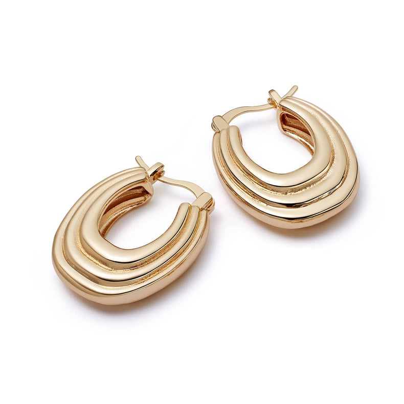 Polly Sayer Chunky Ridge Hoop Earrings 18ct Gold Plate recommended