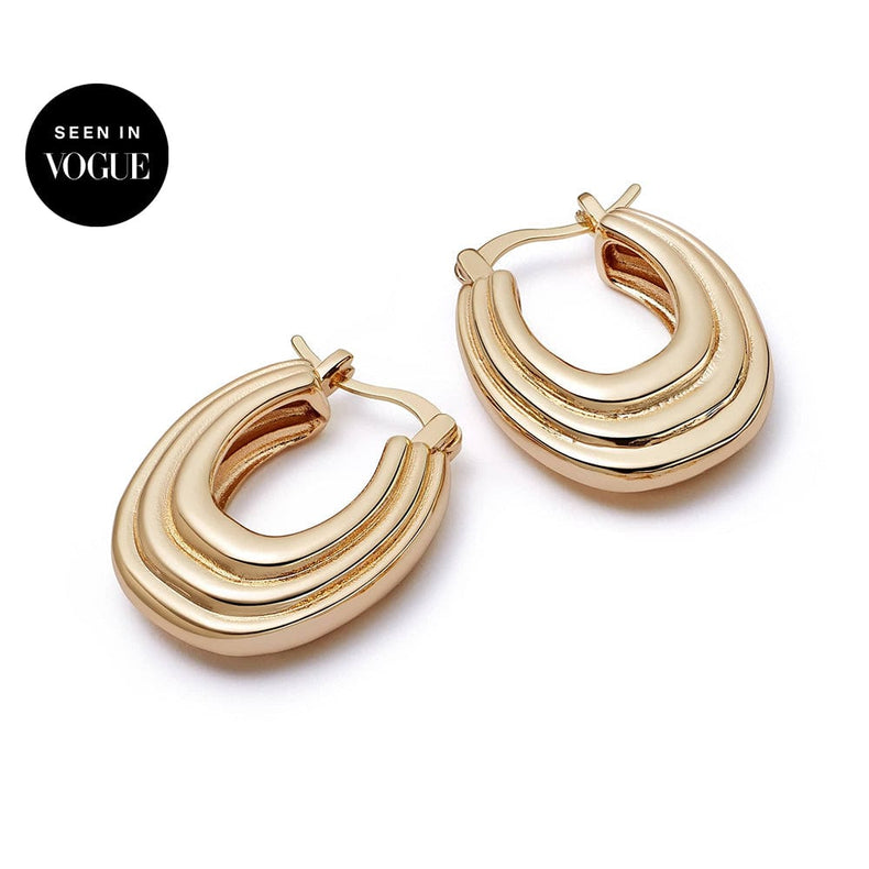 Polly Chunky Ridge Hoop Earrings 18ct Gold Plate