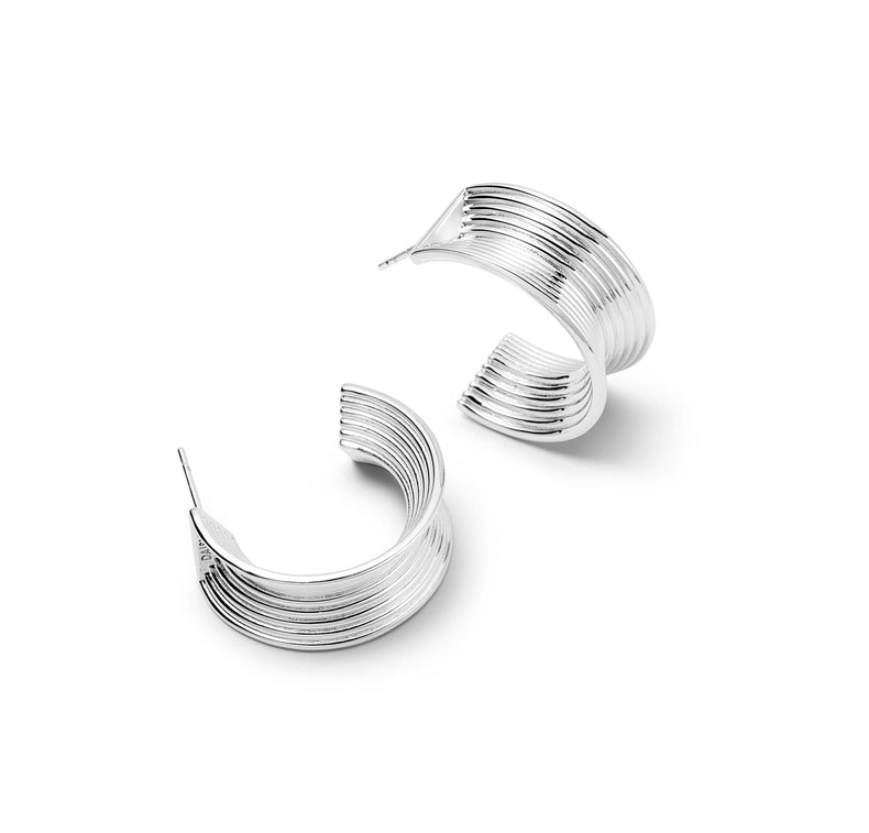 Polly Chunky Tidal Hoop Earrings Silver Plate