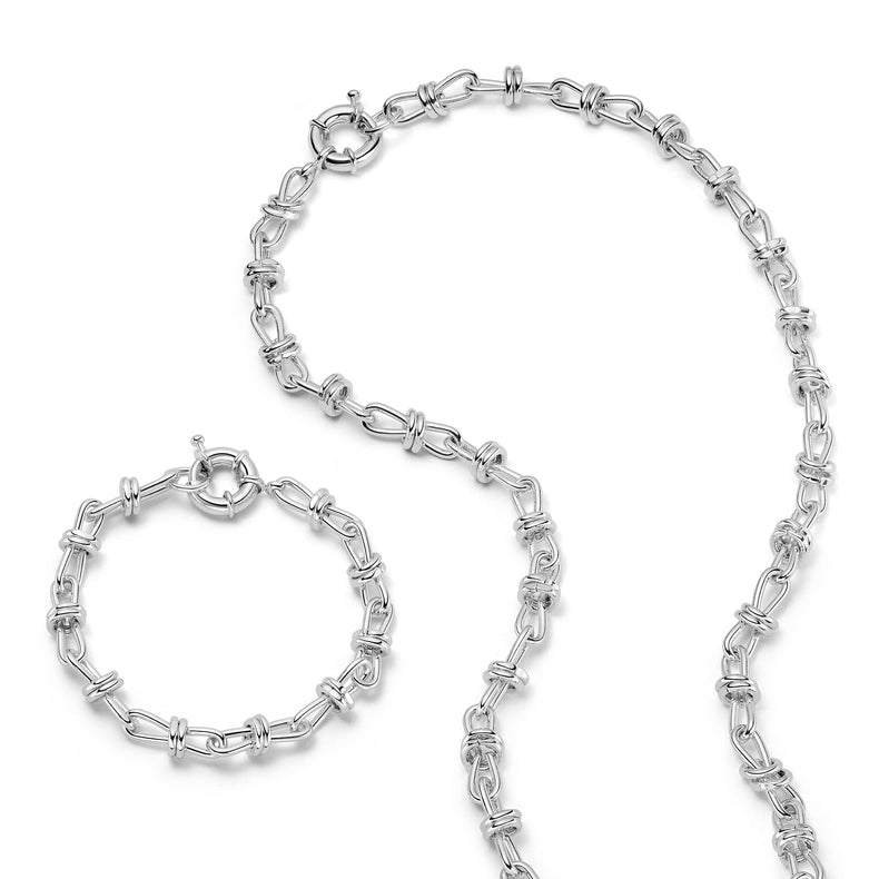 Polly Knot Chain Layering Set Silver Plate