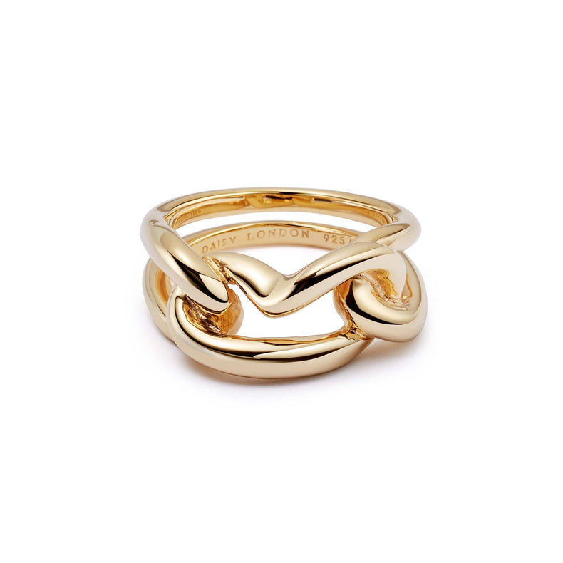 Polly Large Knot Chain Ring 18ct Gold Plate