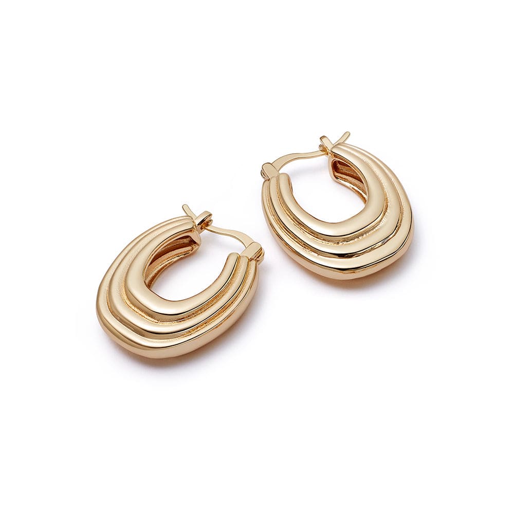 Polly Sayer Mini Ridge Hoop Earrings 18ct Gold Plate Daisy London