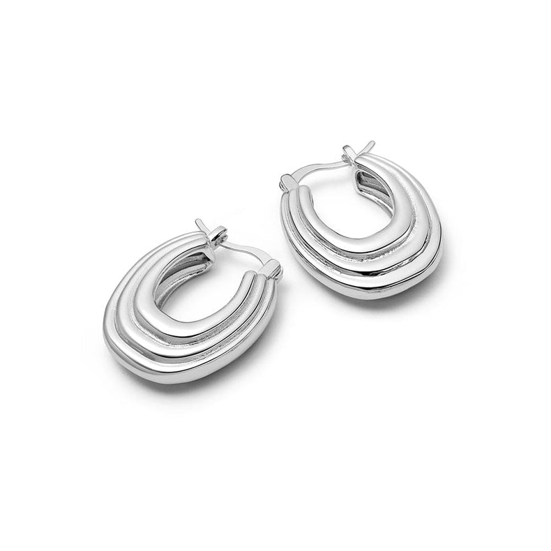 Polly Sayer Mini Ridge Hoop Earrings Silver Plate recommended