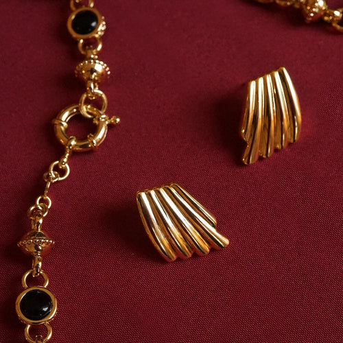 Polly Mini Wave Stud Earrings 18ct Gold Plate