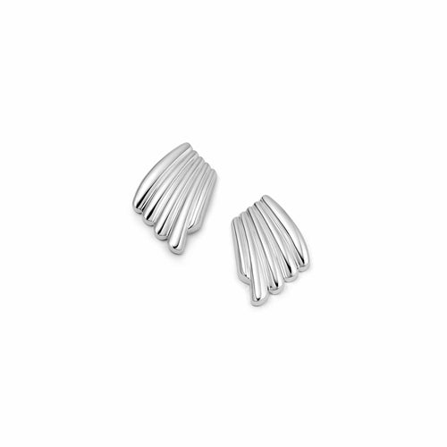 Polly Mini Wave Stud Earrings Silver Plate