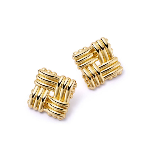 Polly Oversized Lattice Stud Earrings 18ct Gold Plate