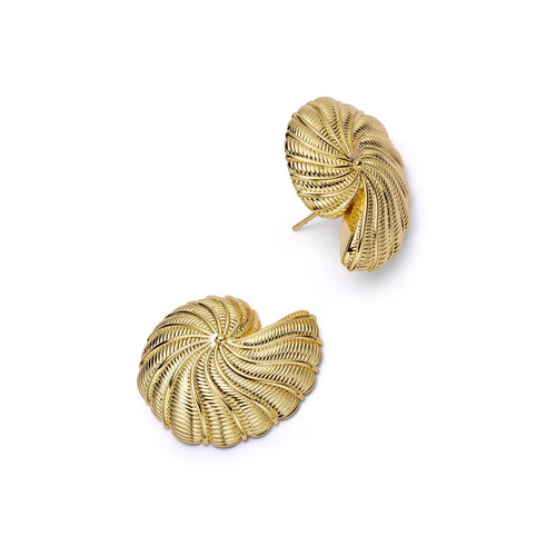 Polly Oversized Shell Stud Earrings 18ct Gold Plate