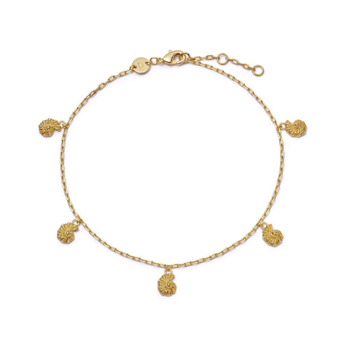 Polly Shell Charm Anklet 18ct Gold Plate