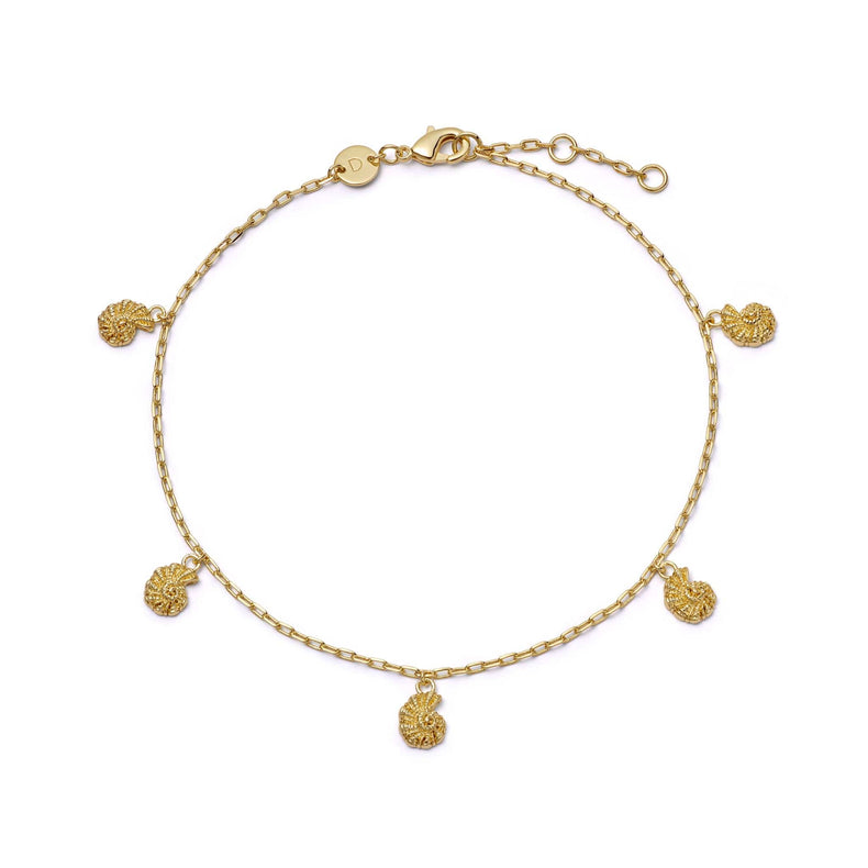 Polly Shell Charm Anklet 18ct Gold Plate