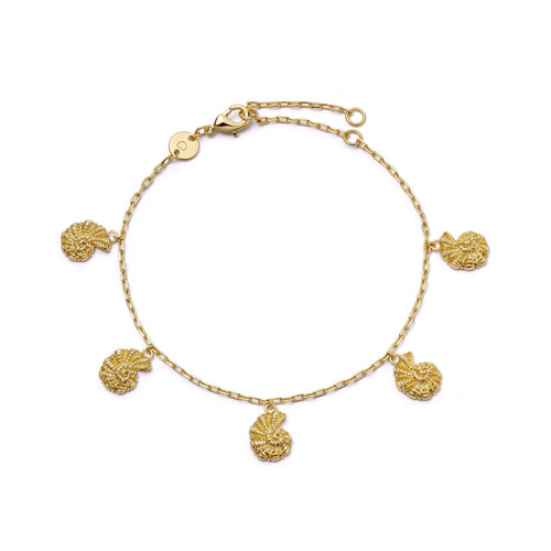 Polly Shell Charm Bracelet 18ct Gold Plate