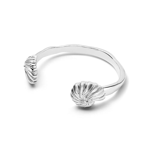 Polly Shell Cuff Bangle Silver Plate