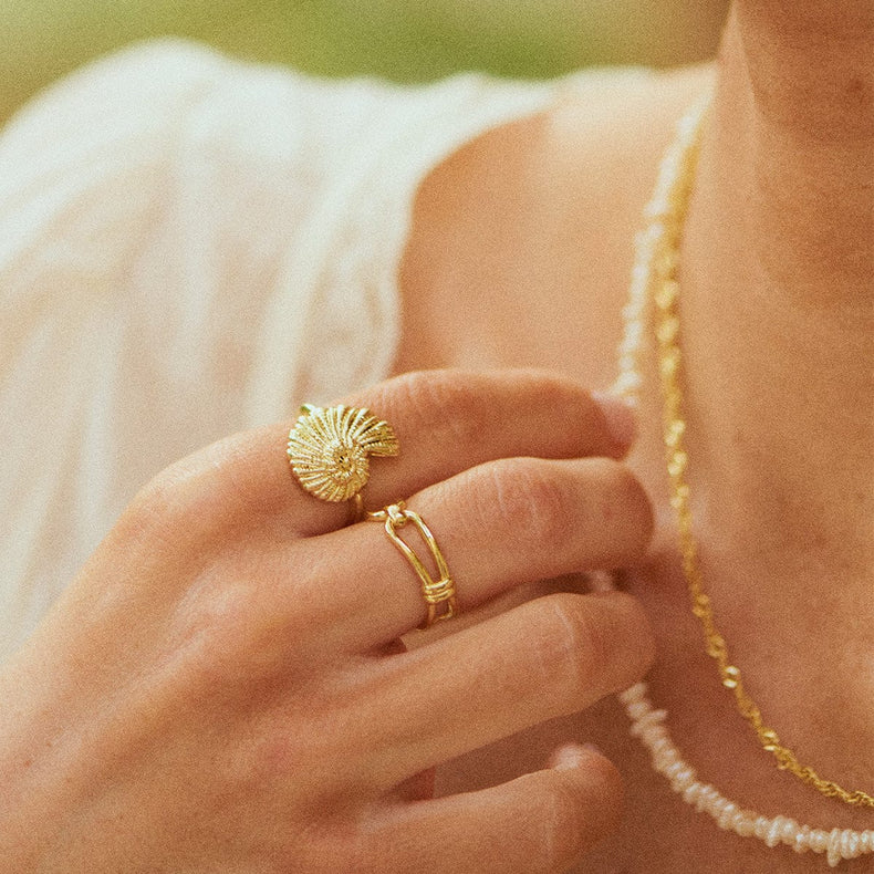 Polly Shell Ring 18ct Gold Plate