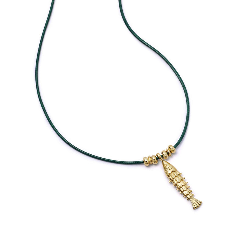 Polly Tidal Fish Cord Necklace 18ct Gold Plate