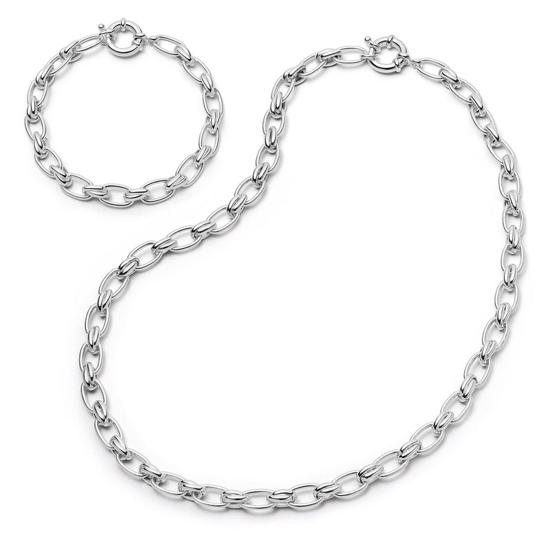 Polly Vintage Link Chain Layering Set Silver Plate