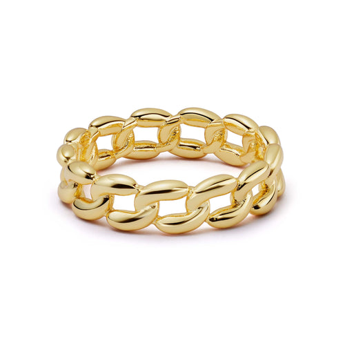 Polly Solid Chain Ring 18ct Gold Plate