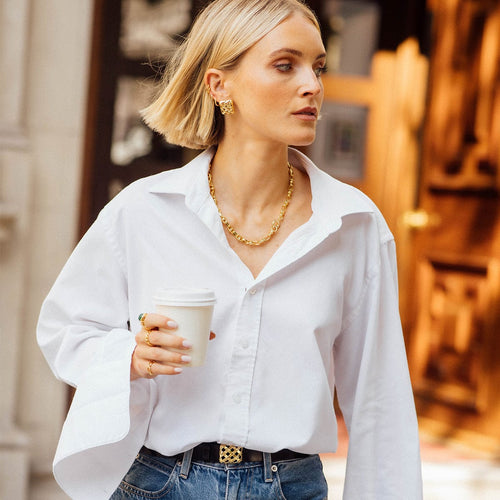 Polly Woven Leather Look 18ct Gold Plate