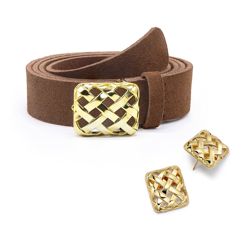 Polly Woven Suede Look 18ct Gold Plate