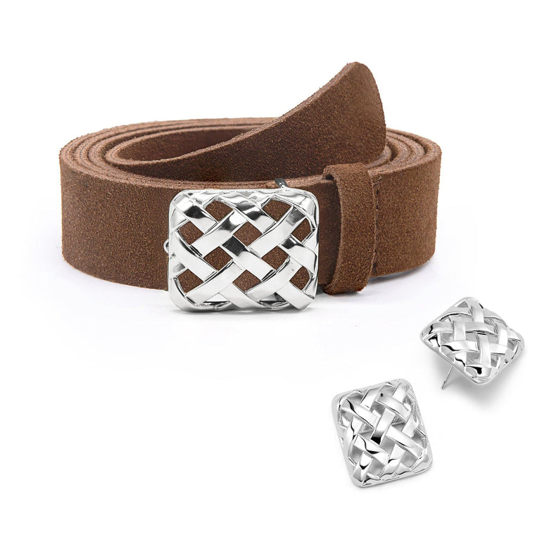 Polly Woven Suede Look Silver Plate