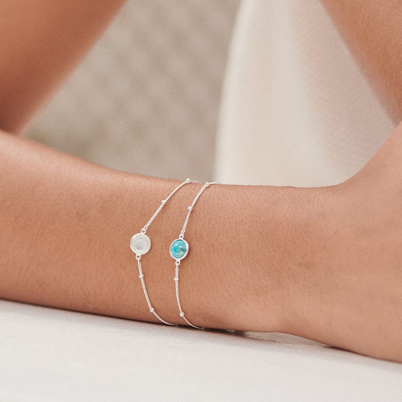 Rainbow Moonstone Healing Stone Bobble Bracelet Sterling Silver