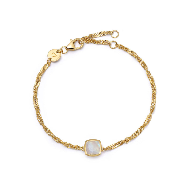 Moonstone June Birthstone Charm Bracelet 18ct Gold Plate