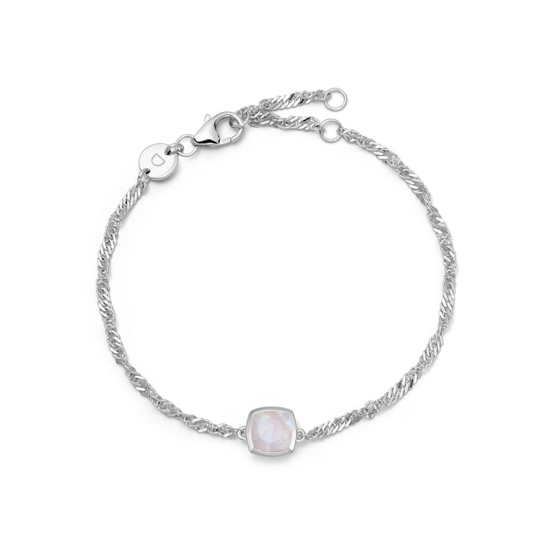 Moonstone June Birthstone Charm Bracelet Sterling Silver