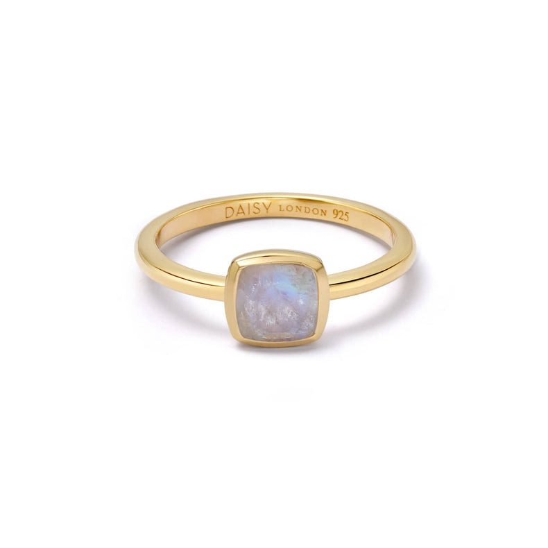 Moonstone June Birthstone Ring 18ct Gold Plate