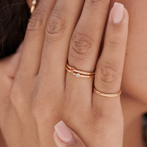 Red Coral Healing Stone Ring 18ct Gold Plate