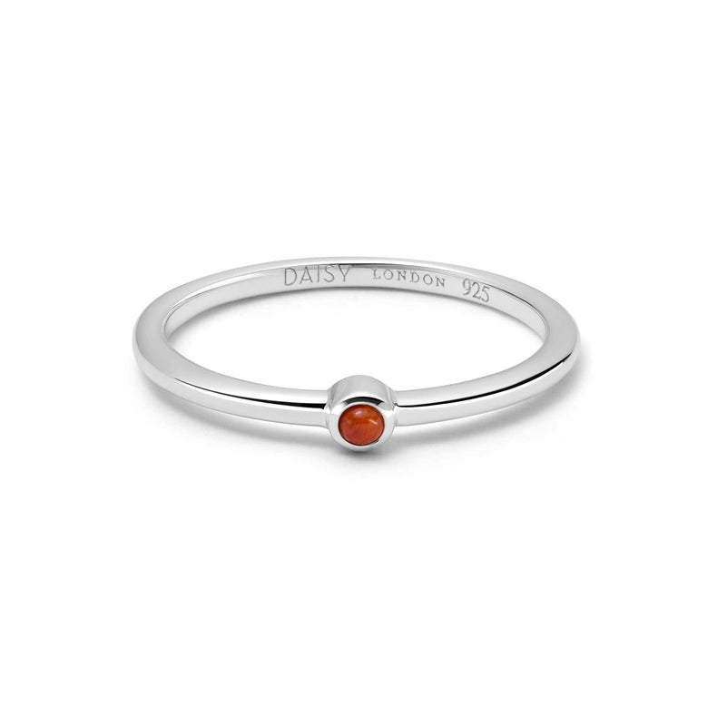 Red Coral Healing Stone Ring Sterling Silver