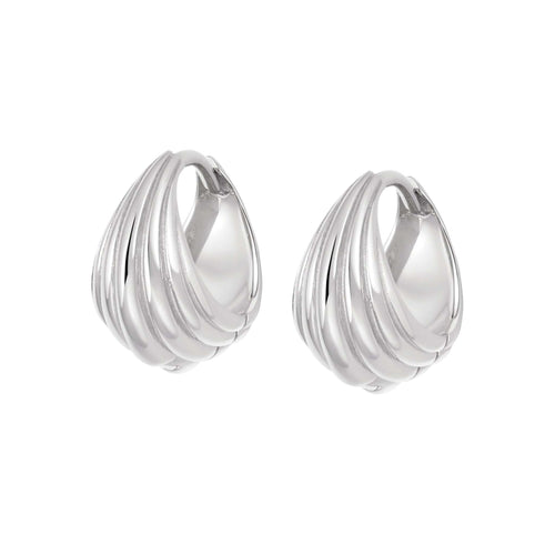 Ridged Huggie Earrings Sterling Silver