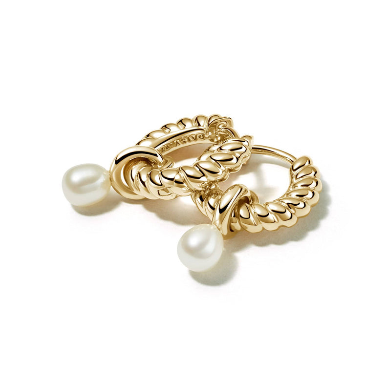 Rope Pearl Huggie Earrings 18ct Gold Plate recommended