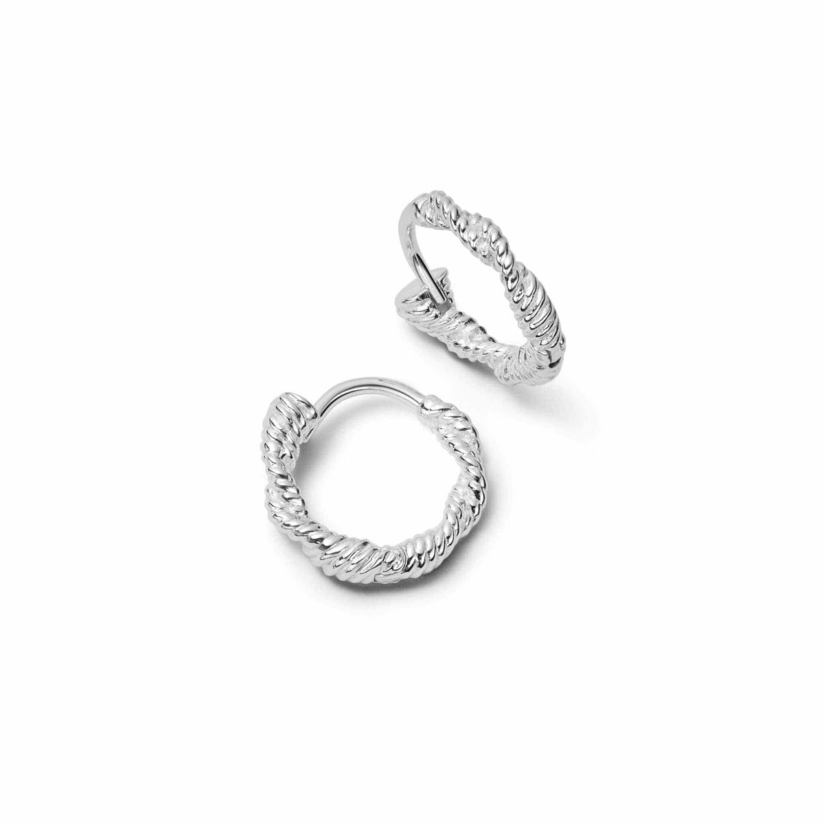 Rope Twist Huggie Hoop Earrings Sterling Silver Daisy London