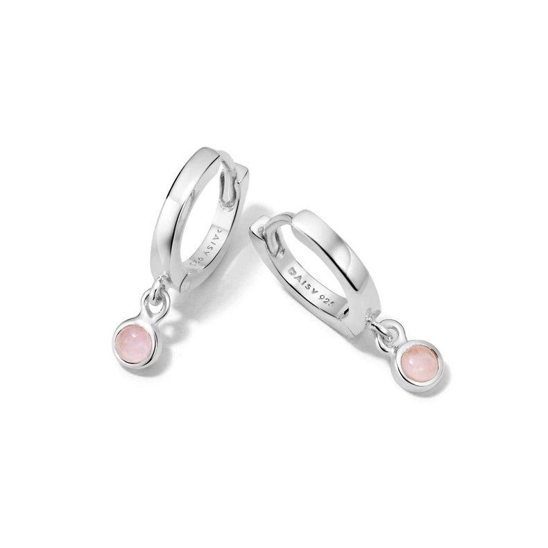 Rose Quartz Healing Huggie Hoop Earrings Sterling Silver recommended