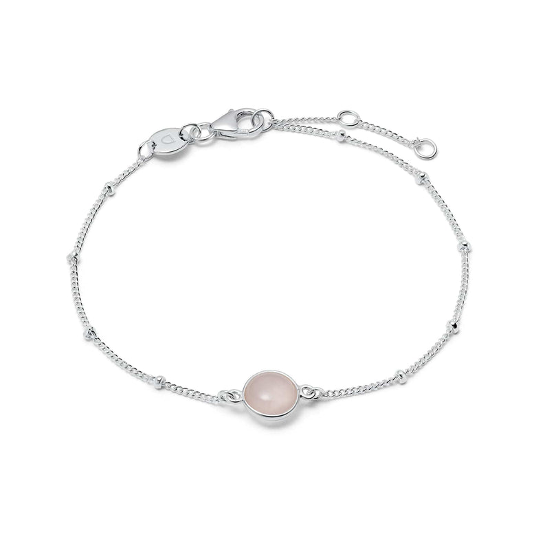 Rose Quartz Healing Stone Bobble Bracelet Sterling Silver