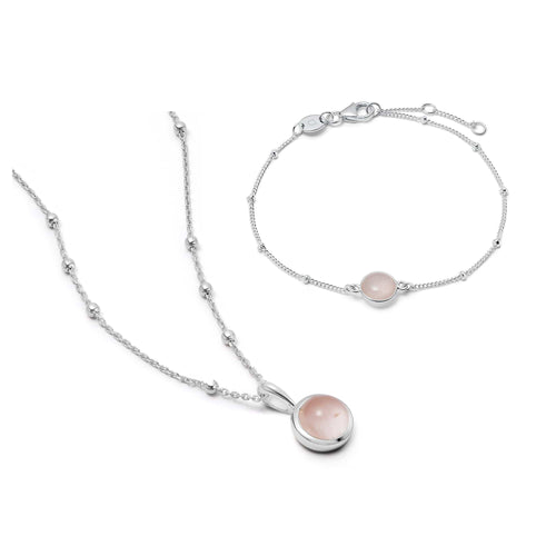 Rose Quartz Layering Set Sterling Silver