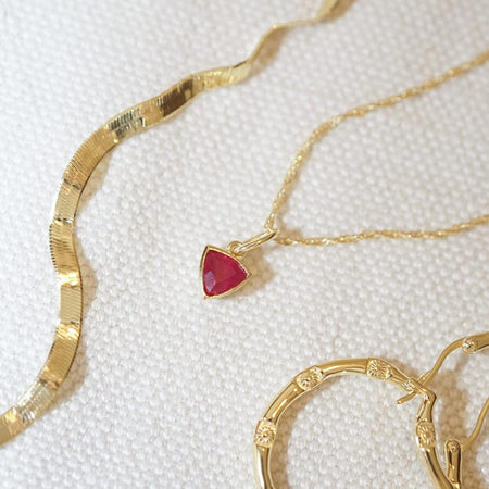 Ruby July Birthstone Charm Necklace 18ct Gold Plate recommended
