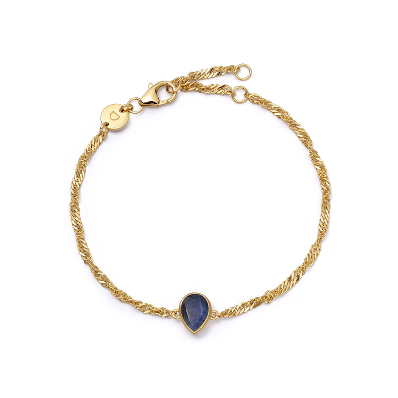 Sapphire September Birthstone Charm Bracelet 18ct Gold Plate