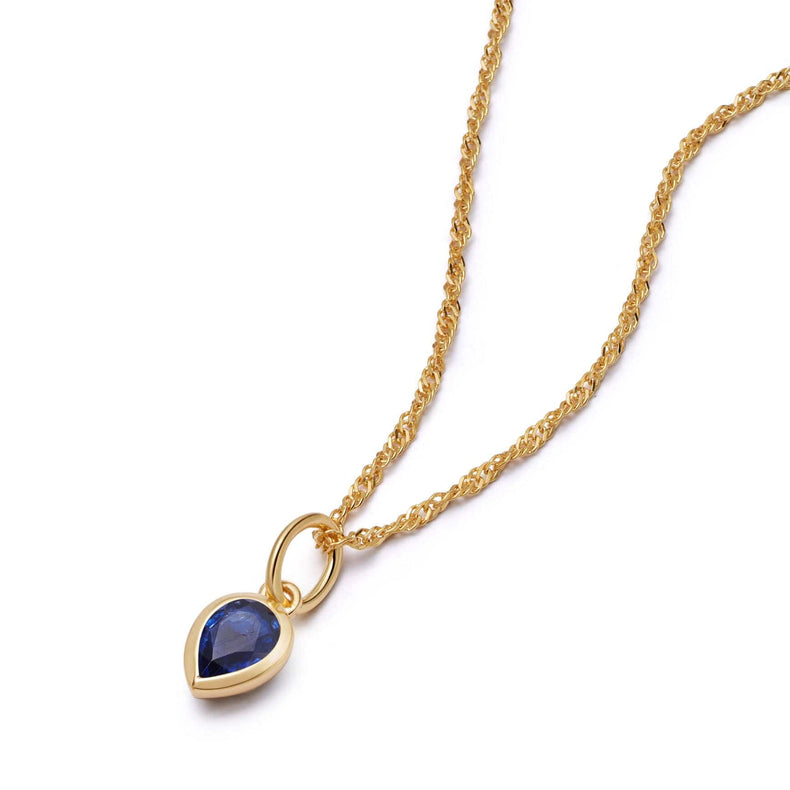 Sapphire September Birthstone Charm Necklace 18ct Gold Plate recommended