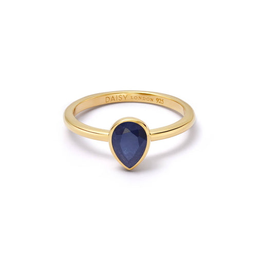 Sapphire September Birthstone Ring 18ct Gold Plate