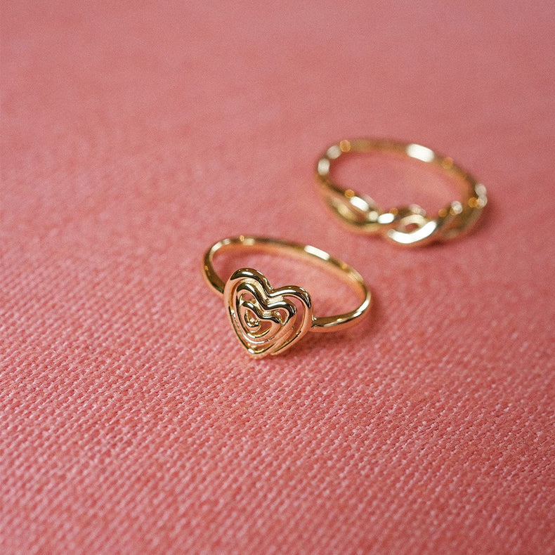 Scribble Heart Ring 18ct Gold Plate