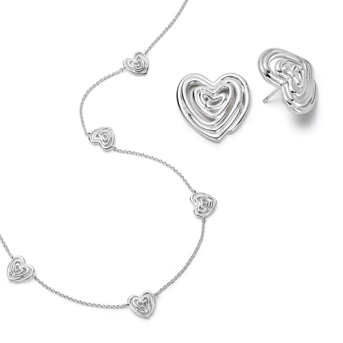 Scribble Hearts ‘Drawn To You’ Layering Set Silver Plate