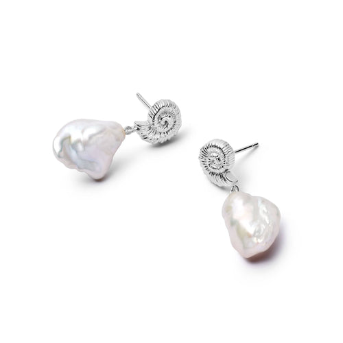 Shell Baroque Pearl Drop Earrings Sterling Silver