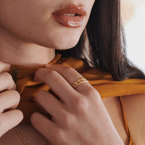 Shell Ring Stack 18ct Gold Plate