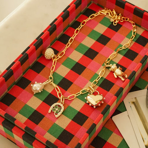 Shrimps Charm Necklace Layering Set 18ct Gold Plate