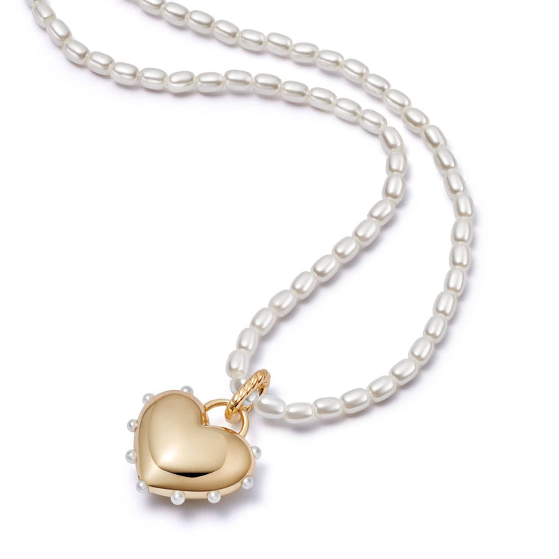 Shrimps Chubby Heart Pearl Necklace 18ct Gold Plate recommended