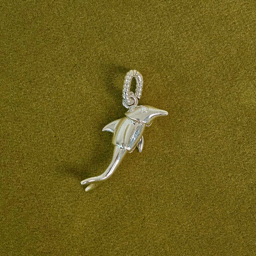 Shrimps Dolphin Charm Silver Plate