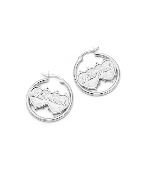 Shrimps Double Heart Earrings Sterling Silver