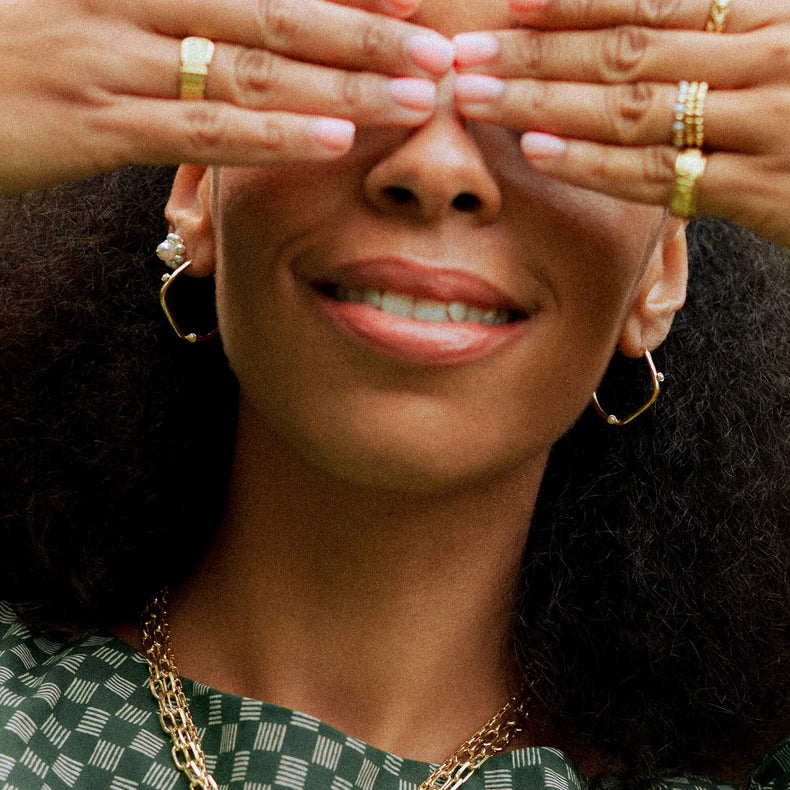 Shrimps Organic Pearl Hoop Earrings 18ct Gold Plate